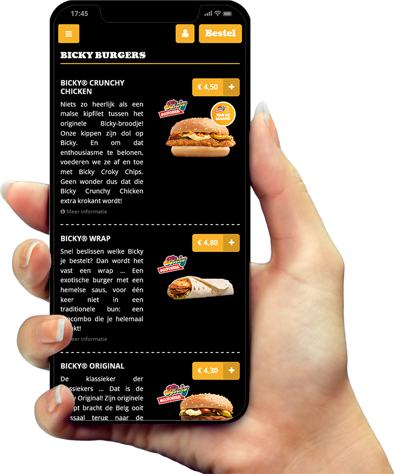 Voorbeeld van onze app op smartphone